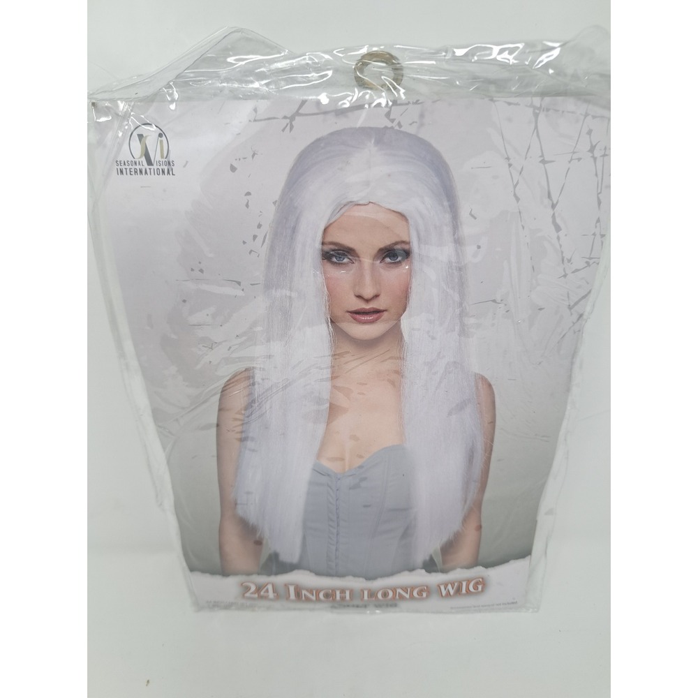 NEW Seasonal Visions International White 24 Inch Long Costume Wig Adult NEW